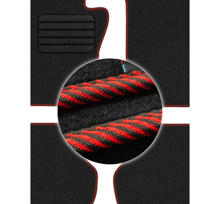 dywany tekstylny Premium Skoda Fabia III 2014-2021 červený lem