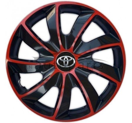 Kołpaki zgodne  Toyota 14" QUAD bicolor czerwone 4ks