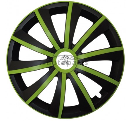 Kołpaki zgodne  Peugeot 14" GRAL zeleno - czarny 4ks