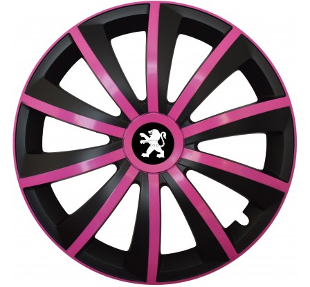 Kołpaki zgodne  Peugeot 15" GRAL ružovo - czarny 4ks