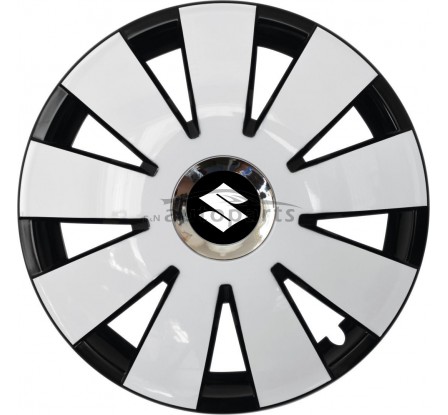 Kołpaki zgodne  Suzuki 15" Nefrytchrome Biało-czarny 4ks
