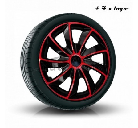 Kołpaki zgodne  Volkswagen 15" QUAD červeno-czarny 4ks